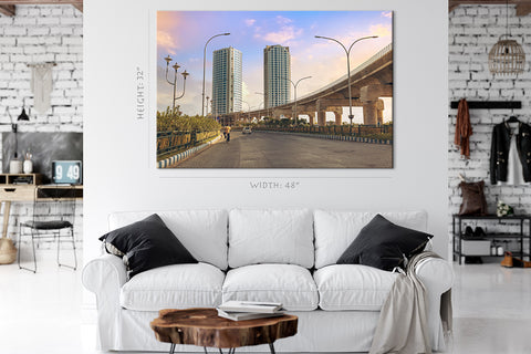 Impression sur toile - Paysage urbain du centre de Kolkata #E0284