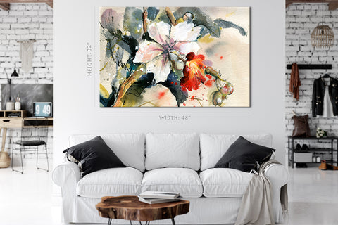 Canvas Print -  Bright Orchid In Bloom, Watercolor Painting #E0849