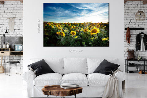 Canvas Print -  Yellow Sunflowers And Blue Sky #E0731