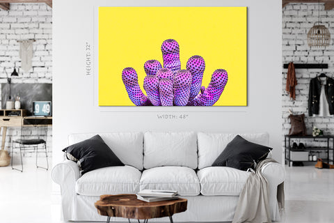 Tableau sur toile - Cactus violet sur fond jaune #E0806