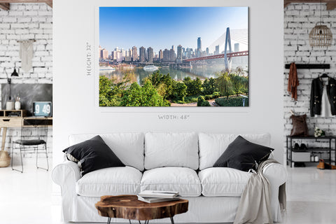 Impression sur toile - Pont du fleuve Yangtze, Chongqing, Chine #E0316