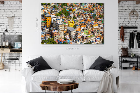 Stampa di tela - Vista aerea di Rocinha Favela, Rio de Janeiro #E0248