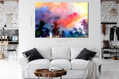 Canvas Print -  Palm Trees On The Tropical Island #E0662