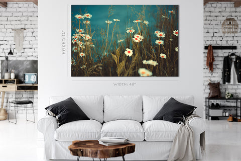 Canvas Print -  Daises Field Near Lake #E0856