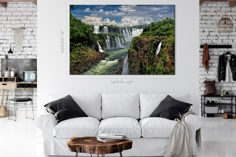 Impression sur toile - Vue spectaculaire de la cascade d'Iguazu, Amérique du Sud #E0565