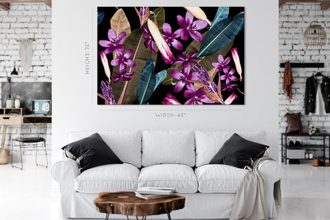 Impression sur toile - Fleurs et feuilles tropicales #E0676