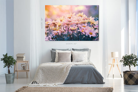 Canvas Print -  Sunset Light At Pink Flowers #E0653