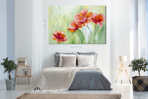Canvas Print -  Poppies At Morning, Oil Painting #E0625