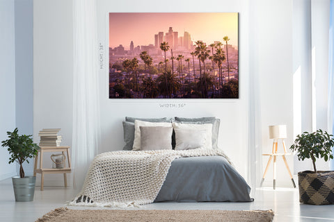 Impression sur toile - Paysage urbain de Los Angeles au coucher du soleil #E0346