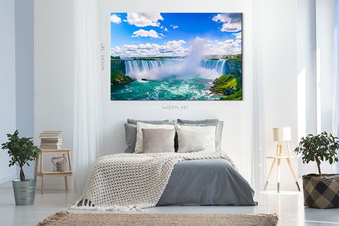 Impression sur toile - Chute d'eau du Niagara par une journée ensoleillée, Canada #E0583