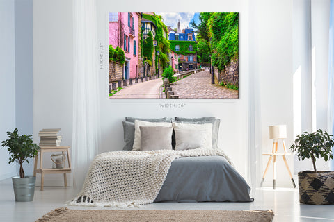 Impression sur toile - Paysage urbain confortable de Montmartre à Paris, France #E0227