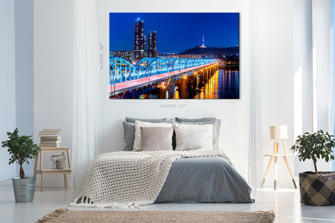 Canvas Print -  Dongjak Bridge And Seoul Skyline, South Korea #E0444