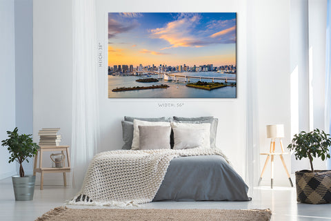 Impression sur toile - Skyline de la baie de Tokyo, Japon #E0491