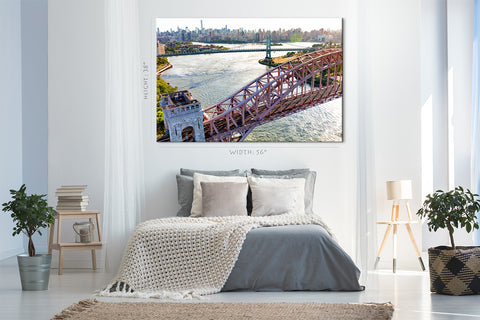 Impression sur toile - Vue aérienne du Hell Gate Bridge, New York #E0394