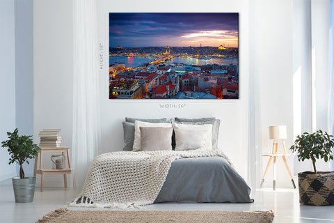 Impression sur toile - Skyline du coucher du soleil d'Istanbul #E0287