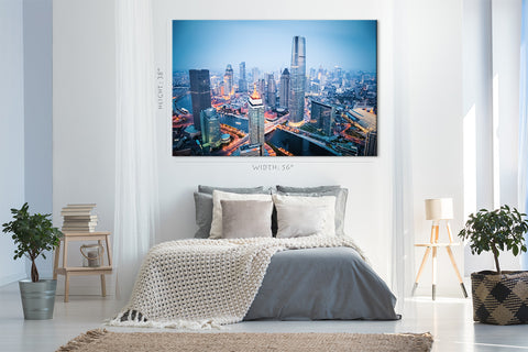 Impression sur toile - Skyline du quartier financier de Tianjin #E0296