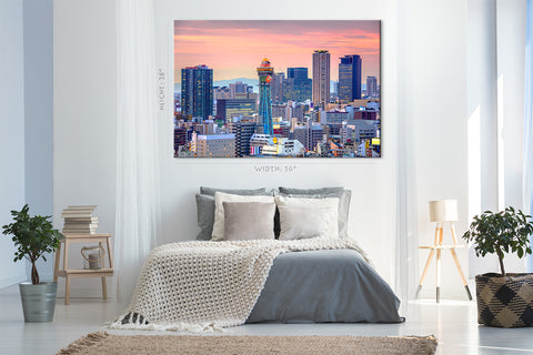 Impression sur toile - Skyline du Japon sur Shinsekai au crépuscule, Osaka #E0364