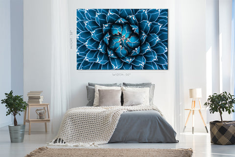 Impression sur toile - Agave Cactus, bleu foncé # E0650