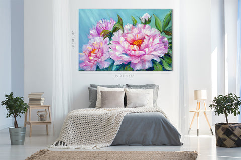 Impression sur toile - pivoines, peinture à l'huile #E0786