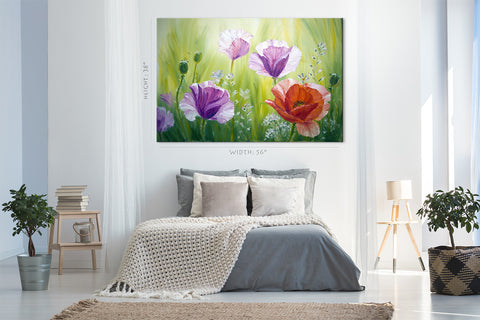 Canvas Print -  Poppies At Morning, Oil Painting #E0796