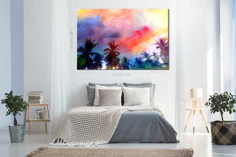 Canvas Print -  Palm Trees On The Tropical Island #E0662