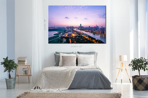 Canvas Print -  Aerial View Of Wuhan City At Night #E0351