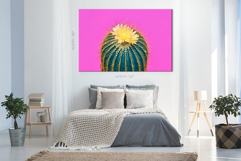 Canvas Print -  Blooming Cactus On Crimson Background #E0807