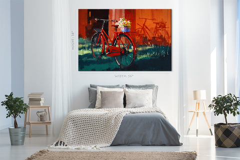 Canvas Print -  Bicycle With Bucket Of Flowers #E0874