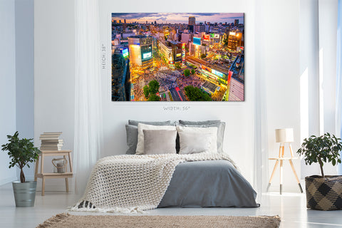 Impression sur toile - Tokyo Skyline au crépuscule, Japon #E0484