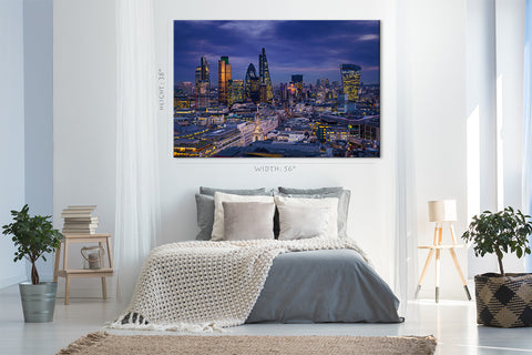 Impression sur toile - Vue panoramique sur l'horizon du quartier bancaire de Londres #E0275