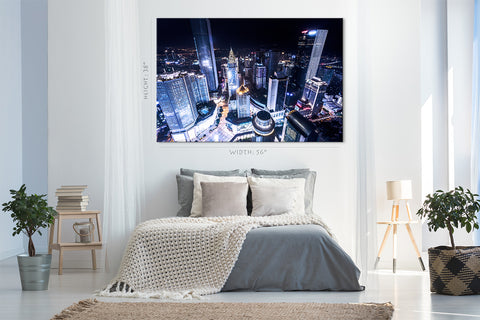 Impression sur toile - Gratte-ciel illuminés à Chongqing #E0315