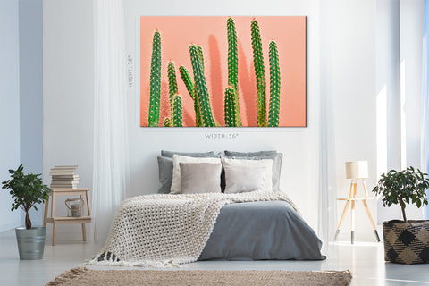 Canvas Print -  Green Cactus On Pastel Background #E0811