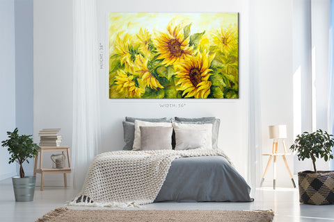 Impression sur toile - Tournesols, Peinture à l'huile #E0797