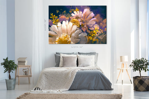 Impression sur toile - Bouquet de fleurs, peinture à l'huile #E0876