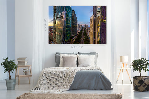 Impression sur toile - Paysage urbain du Mexique au coucher du soleil #E0375