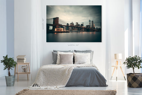 Canvas Print -  Brooklyn Bridge At Night, Manhattan, New York #E0396