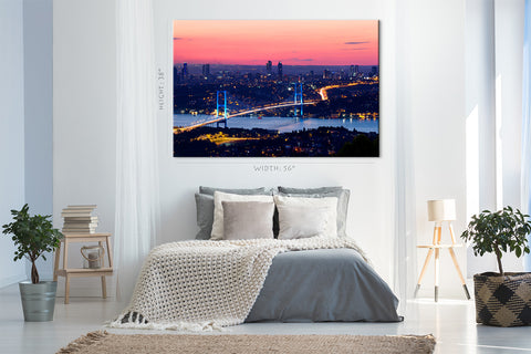 Canvas Print -  Istanbul Bosporus Bridge On Sunset #E0286