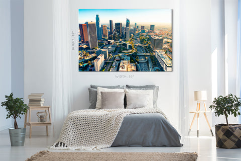Canvas Print -  Aerial View Of A Downtown Los Angeles At Sunset #E0345
