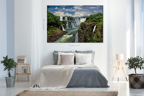 Impression sur toile - Vue spectaculaire de la cascade d'Iguazu, Amérique du Sud #E0565