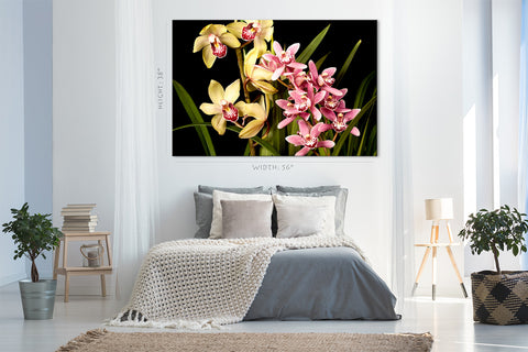 Impression sur toile - Orchidées roses et jaunes #E0675