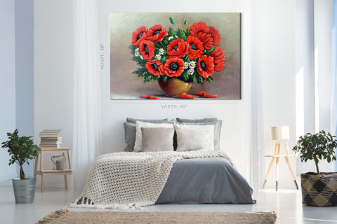 Canvas Print -  Bouquet Of Poppies In Vase #E0842