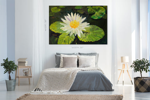 Impression sur toile - Lotus blanc, peinture à l'huile #E0860