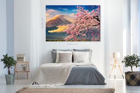 Impression sur toile - Mont Fuji et fleurs de cerisier au printemps, Japon #E0495