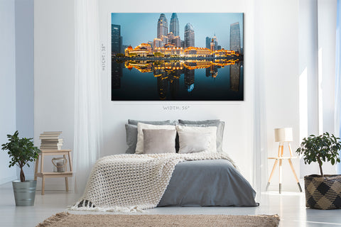 Impression sur toile - Paysage urbain nocturne de Tianjin #E0294