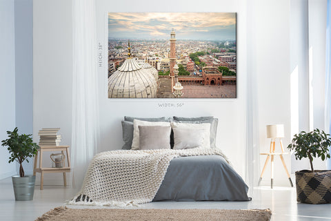 Impression sur toile - Jama Masjid, Delhi Skyline, Inde #E0455