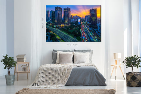 Canvas Print -  Jakarta Cityscape At Sunset, Indonesia #E0461