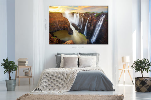 Canvas Print -  Aerial View Of Victoria Waterfall At Sunrise, Zambia #E0559