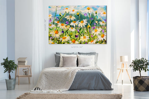 Canvas Print -  Daises Field At Summer, Oil Painting #E0850